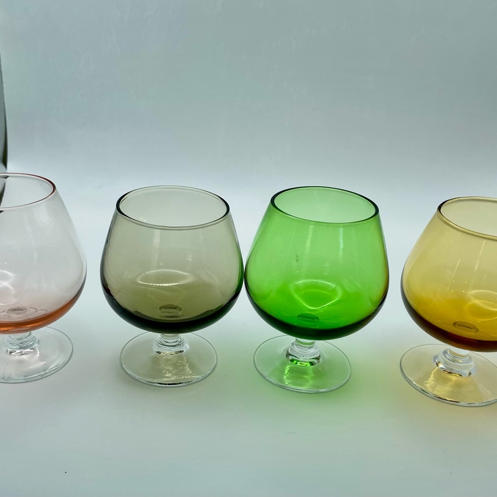 Midcentury Brandy/ Cognac Snifter Liquor/Dram/Shot Glass Set